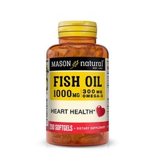 Mason Natural Fish Oil 1,000mg with 300mg Omega-3 Healthy Heart, 200 Softgels