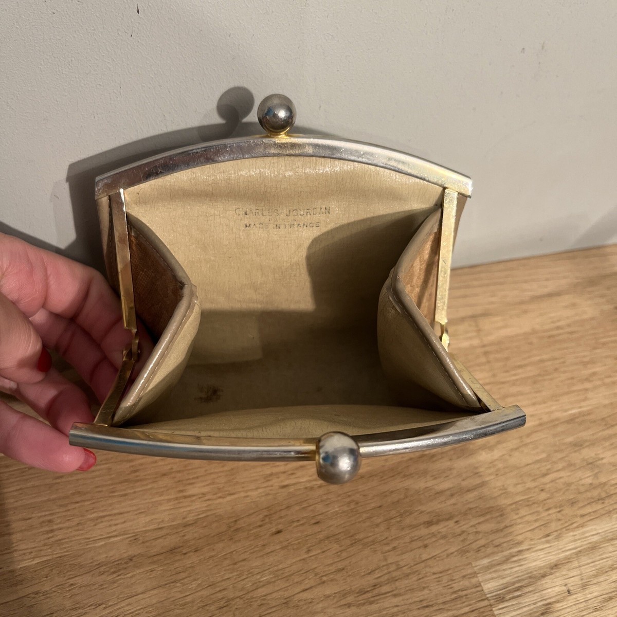 Porte-monnaie Fermoir Vintage À Clip Charles Jourdan Motif CJ