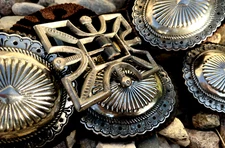 HUGE! Exquisite SECOND PHASE CONCHO BELT 7pcs Southwestern historic Navajo