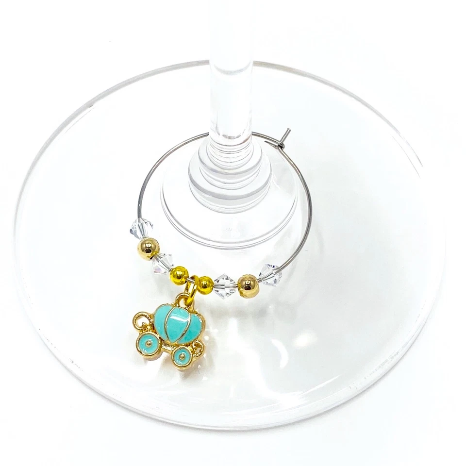 5X Halloween Pumpkin Carriage Wine Glass Ring Swarovski Crystal Wine Glass Hooks - Image 4 of 4