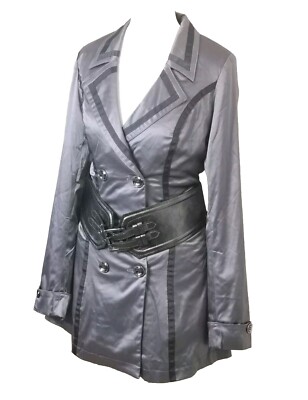 Stunning Light Metallic Thick Belt Jacket/Trench Coat UK6  Extra Small 