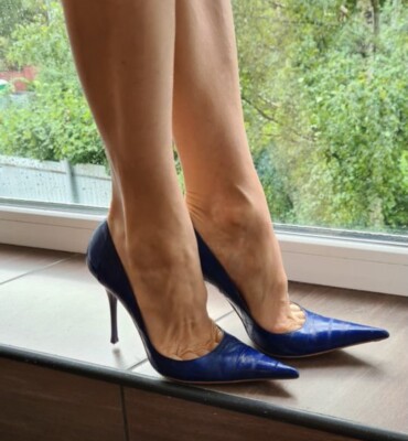 Escarpins à Plateforme Gianmarco Lorenzi - Talon Aiguille Ultra-haut - Taille 37 IT (US 7) - Cuir Vernis Et Daim Noir - Occasion