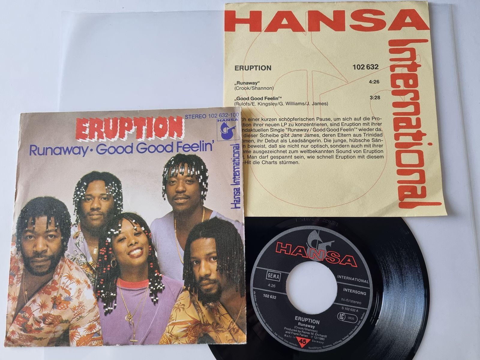 Eruption - Runaway 7'' Vinyl Germany WITH PROMO FACTS
