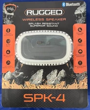 iHip Rugged Wireless White Speaker Splash Resistant SuperiorSound SPK-4 BrandNew