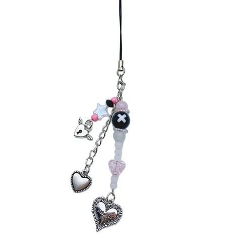 Heart Bead Pendant Y2K Style Phone Charm Chain Strap Bag Decoration Lanyards - Zdjęcie 7 z 8