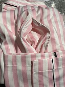 Victoria&rsquo;s Secret Iconic Pink White Striped Satin Robe XS/S Brand New
