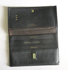 Vintage ROLFS Billfold Travel Wallet Black English Morocco Leather  7" x 4.25"