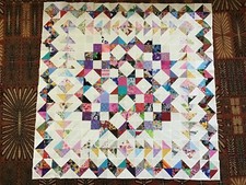 Scrappy CARPENTER WHEEL Quilt Top Cotton Fabric made in USA