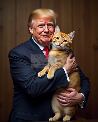 Trump Rescuing Cats PRESIDENT DONALD TRUMP HUGGING A TABBY CAT MAGA 8X10 AI PHOTO | eBay