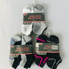 SKECHERS ACTIVE Womens Socks Low Cut Cushion Arch Support 6 Pair Shoe Size 5-9.5