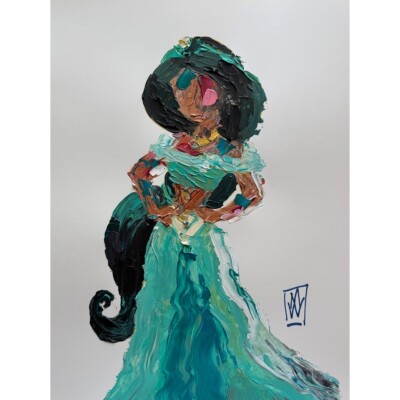 ORIGINAL Abstract Jasmine Aladdin Disney Princess Impasto Painting 16''