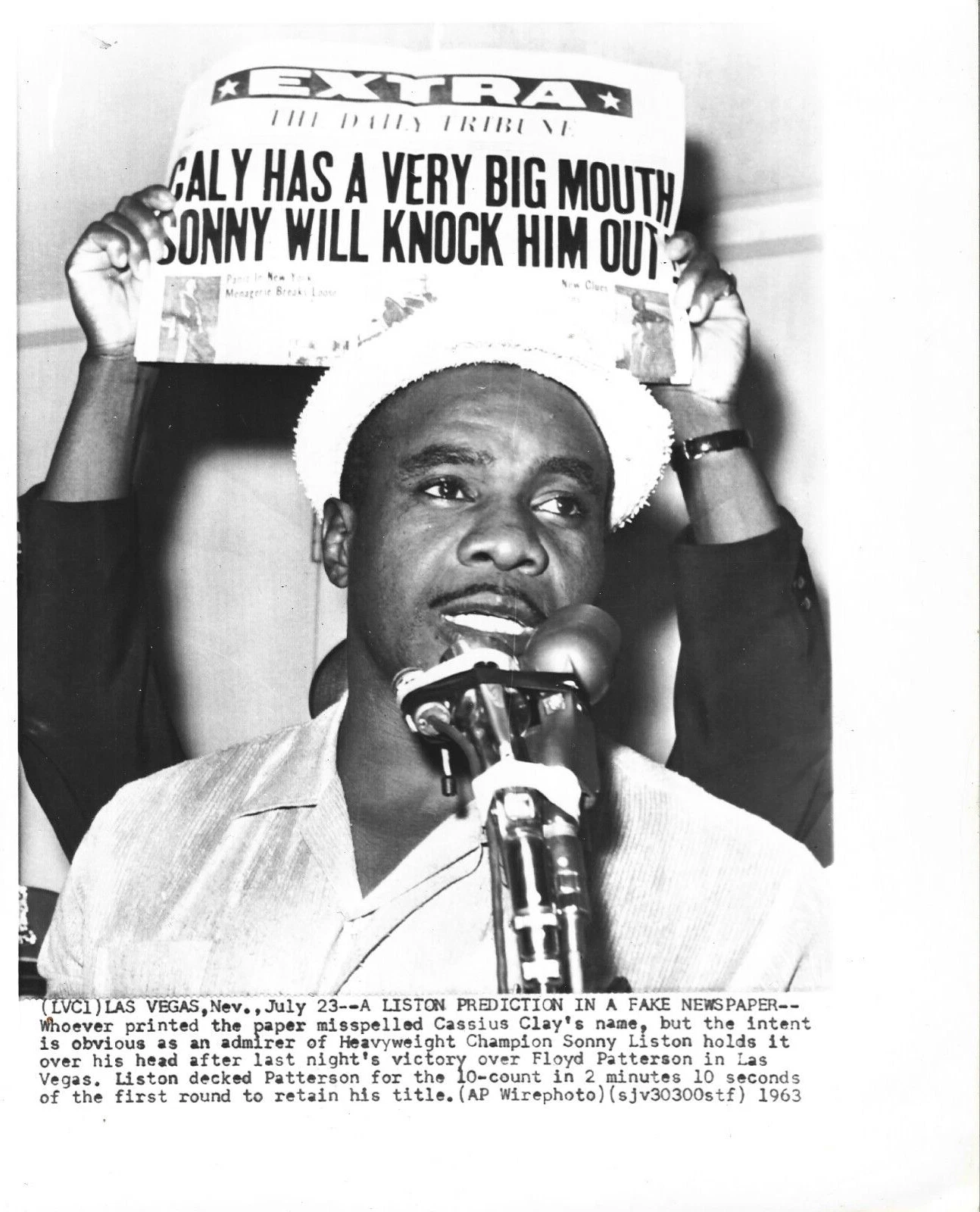 Sonny Liston v Cassius Clay 1963 ヴィンテージ ボクシング プレス/ワイヤー オリジナル 写真 タイプ 1 - 画像1/2