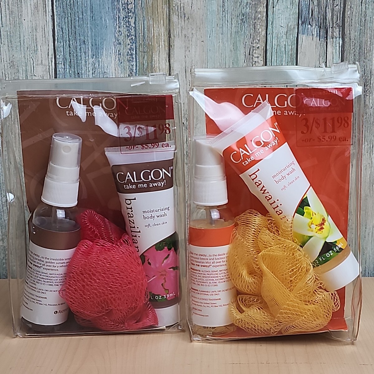 Lot of Calgon Take Me Away Body Wash Body Mist Shower Pouf Sets