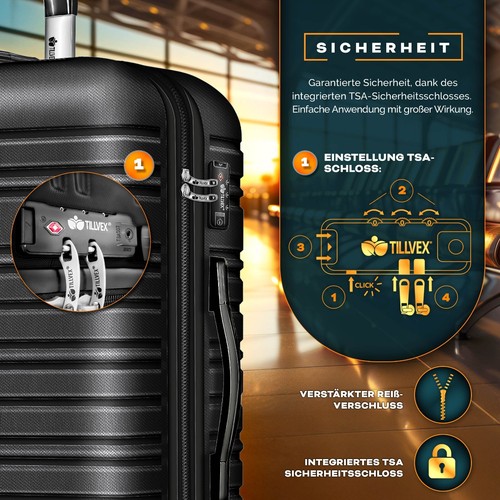 tillvex® Reisekoffer Set Koffer Hartschale Trolley Kofferset Tasche S-M-L-XL - Bild 12 von 120