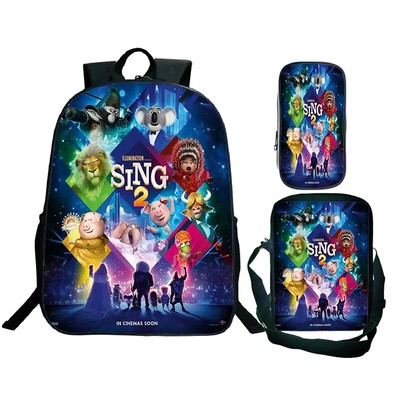 Animal Sing2* Backpack Shoulder Bag Pen Case3pcs Happy Voice Backpacks Rucksack