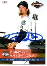 Tommy Eveld 2017 Kane County Cougars Midwest League All Star Game Signed Card