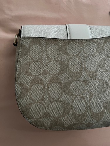Coach Signature Georgie Saddle Bag Shoulder Bag Canvas Leather Beige C2806 - Picture 5 of 9