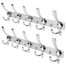 WHITGO Wall Mount Coat Hook, 2 Pack 15 Hooks Stainless Steel 2 Pack,  Silver