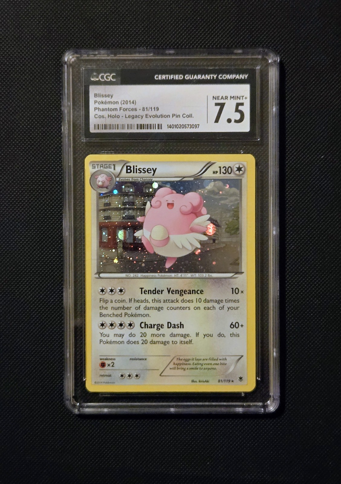 2014 POKEMON XY Phantom Forces Blissey Cosmos Holo Rare #81 - NM CGC 7.5