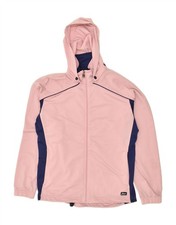 ASICS Womens Hooded Tracksuit Top Jacket UK 14 Large Pink Colourblock AV05