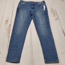 Tahari Kelly classic mid rise skinny jeans 16 medium wash stretch NWT