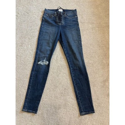 Hudson lace up distressed skinny jeans size 26 excellent condition