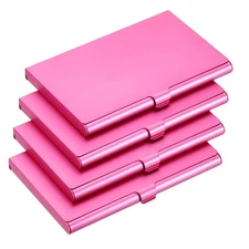 4 Pcs Business Card Holder, for Office,Home,Daily Use Pink,3.66x2.36x0.31"