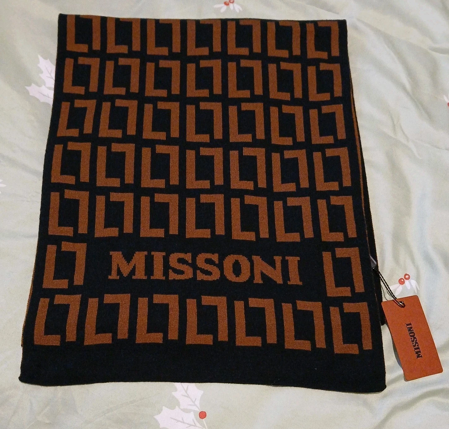 New MISSONI Men's Smart Designer Black/Choc Brown Classic Wool Blend Scarf