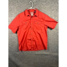 Wrangler Mens XL Short Sleeve Button Up Shirt Red Western Casual Work