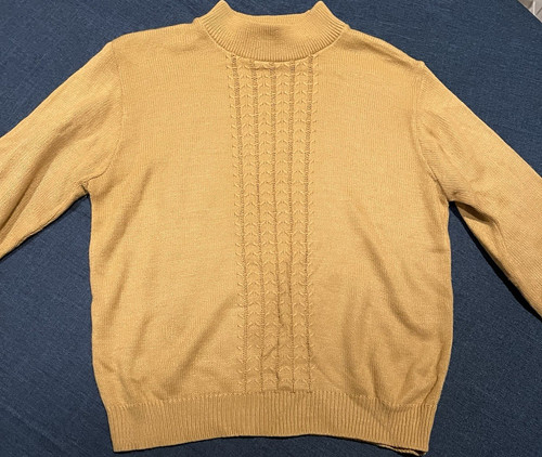 RFA Classics Men's Tan Cable-Knit Mock Neck Pullover Sweater Size M