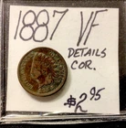 1887 Indian Head Cent VF! Details: COR. ENN Coins