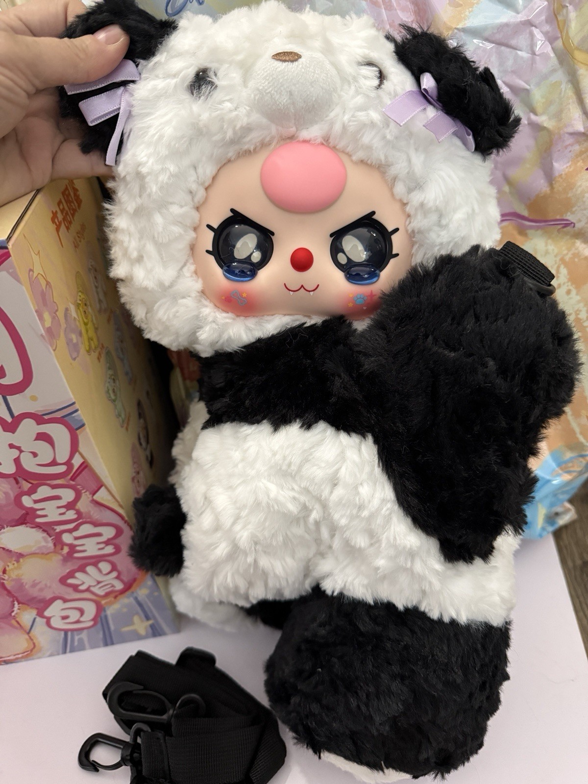 Baby Three Huggable Backpack - Panda Special Crying Eyes Confirmed~ New Open Box