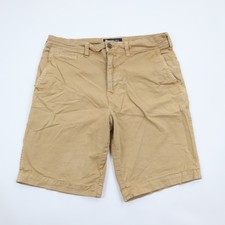 American Eagle 9" Chino Shorts Mens 30 Beige Tan Extreme Flex Stretch Flat Front