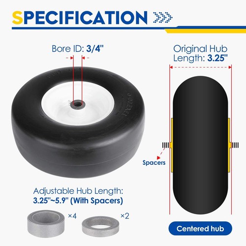 Pneumatici per rasaerba 13x5.0-6 senza piatto, ID foro 3/4", 13x5-6 Zero Turn Rasaerba Fro... - Foto 5 di 8