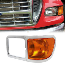 Ecotric Left Corner Signal Lights Compatible 2000-2015 Ford F650 F750 W/Chrome