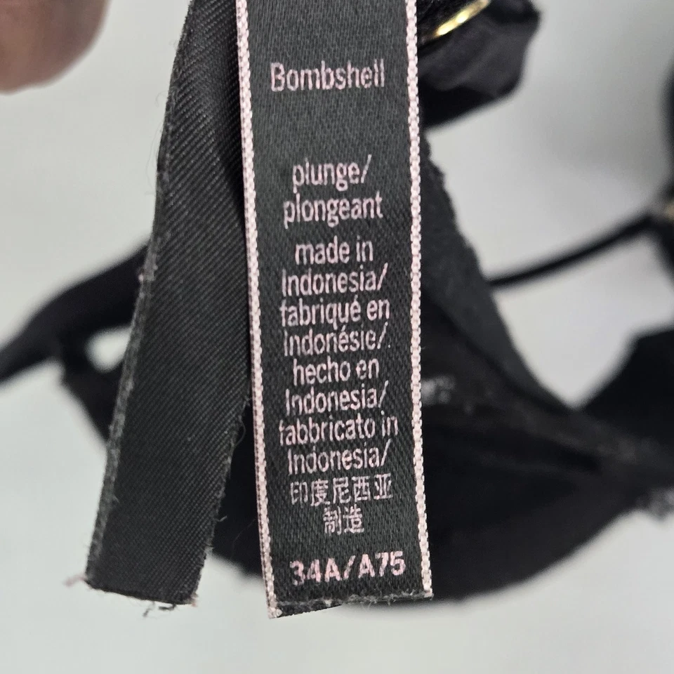 Victoria's Secret Women Bra 34A Black Bombshell Plunge Push Up Underwired - Image 4 of 4