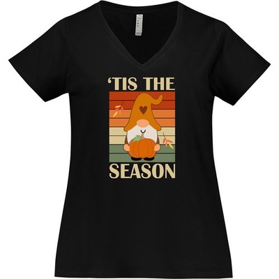 Inktastic Tis The Season Fall Gnome Pumpkin Women's Plus Size V-Neck Cute Adult