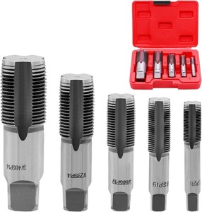 5pcs BSP Tube Tap Set:1/8", 1/4", 3/8", 1/2", 3/4", Professional Repair Thread T