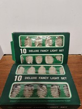 2 Sets Christmas PineCone White Globe String 10 Lights Indoor Vintage Work