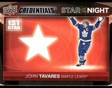 2021-22 Upper Deck Credentials #1S-7 John Tavares Star of the Night: First Star