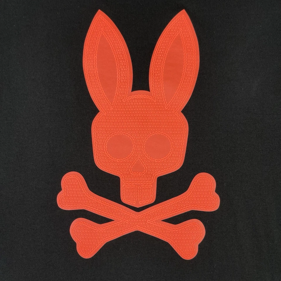 Camiseta Psycho Bunny Para Hombres 5 Mediana Negra Calavera Huesos Cruzados Logo Audaz Textura Avanzada Foto 4 de 4