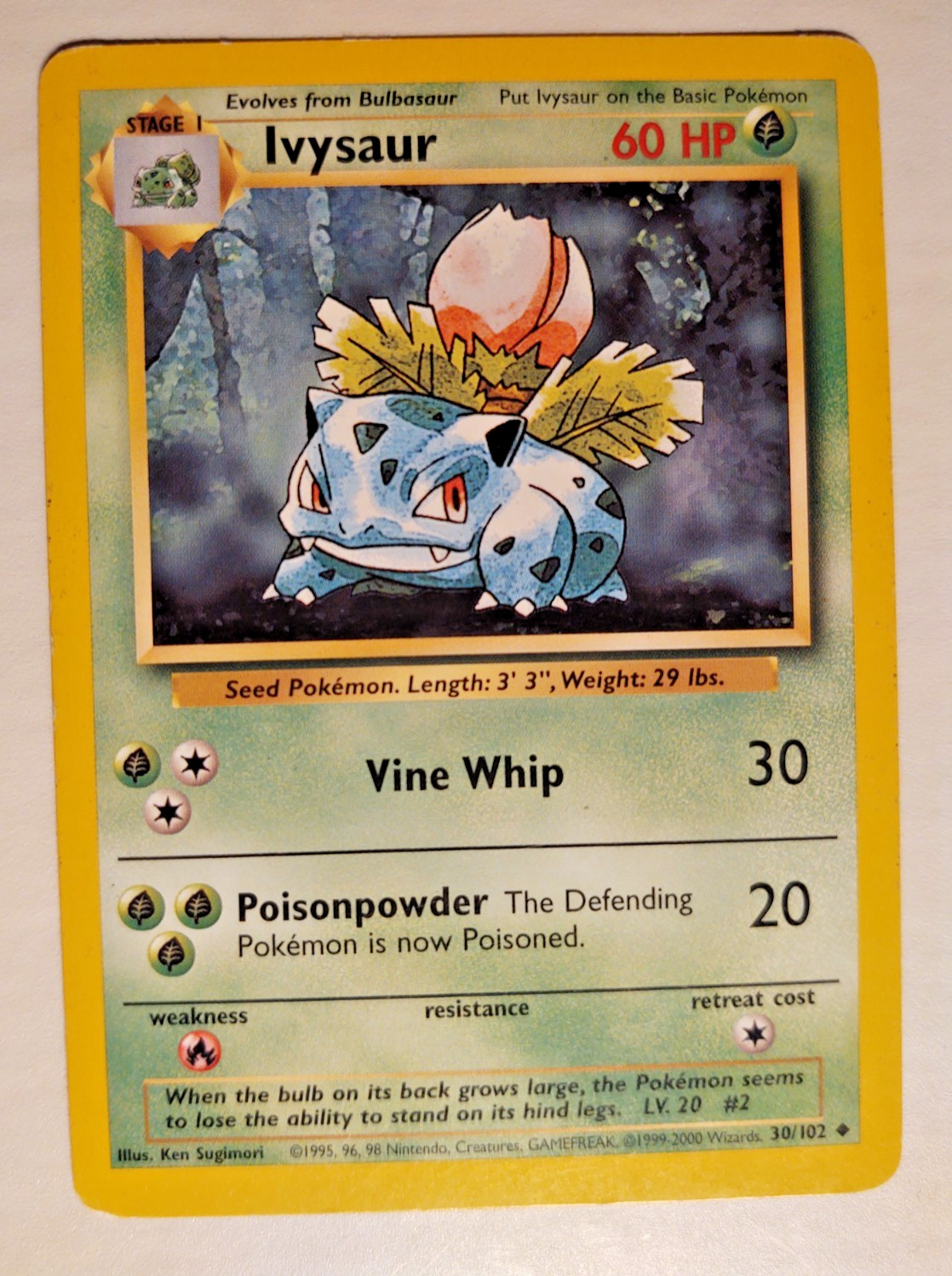 Pokemon TCG Ivysaur 30/102 Base Set Uncommon 1999 VTG WOTC NM