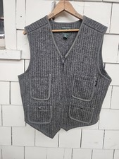Vintage Woolrich Gray Wool Buckle Back Full Zip Beach / Hunting Utility Vest M
