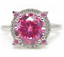 4CT Treated Pink Sapphire  Topaz 925 Solid Sterling Silver Ring Jewelry Sz 9