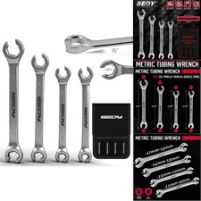 Durable 4-piece Metric Flare Nut Wrench Set With Offset End And Storage Pouch Durable 4-piece Metric Flare Nut Wrench Set With Offset End And Storage Pouch