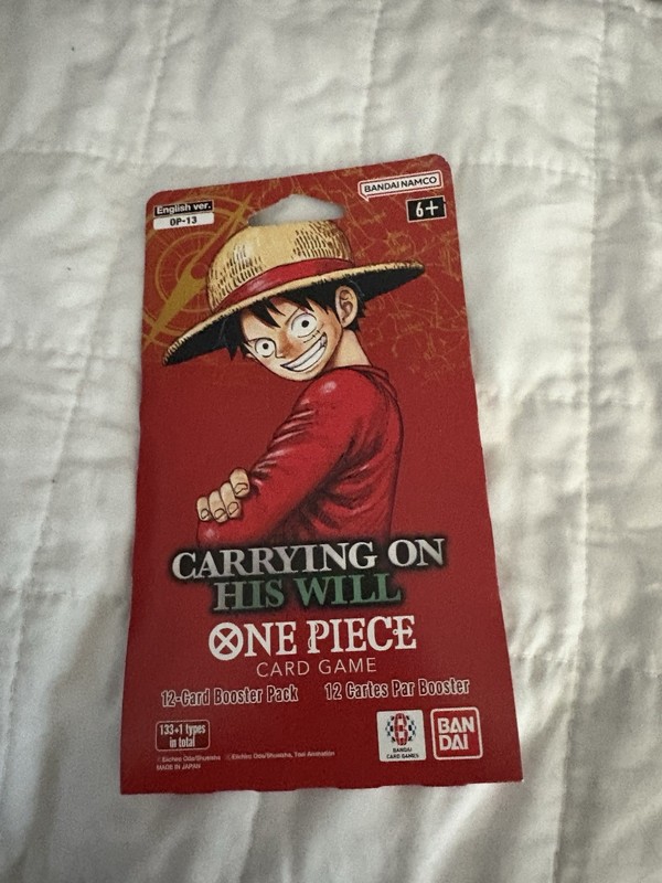 Bandai One Piece Card Game Carrying On His Will OP-13 Booster Pack English Luffy