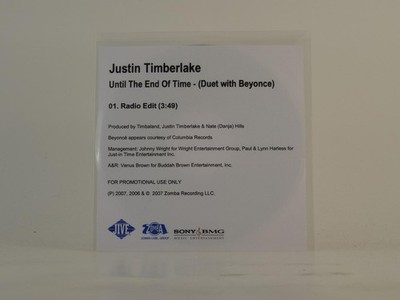 JUSTIN TIMBERLAKE FT BEYONCE UNTIL THE END OF TIME (E27) 1 Track Promo CD Single