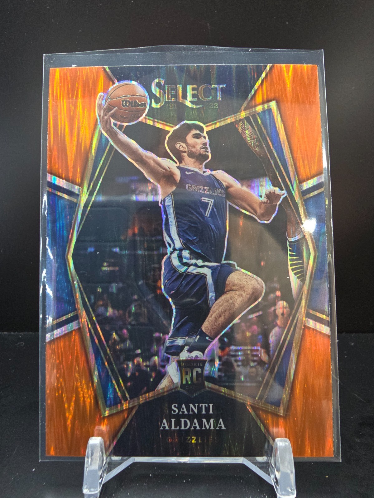 C837 - 2021-22 Panini Select - Premier Santi Aldama #101 Orange Flash Prizm (RC)