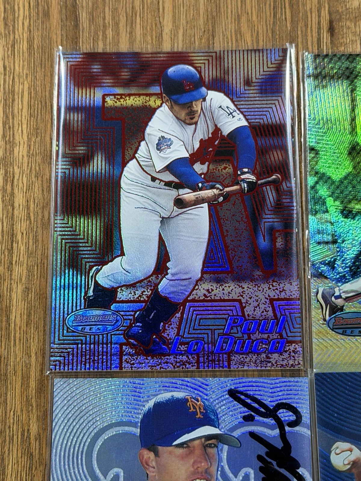 2002 Bowman’s Best MLB Baseball Refractor Auto Bat Patch Card (4) Lot view 2