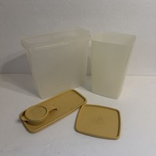 Vintage Tupperware Containers Lids Beige Made In USA